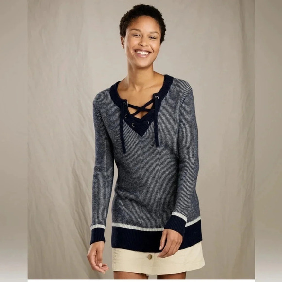 Toad & Co Mitchell Tunic Sweater Navy Size Large - Picture 2 of 9